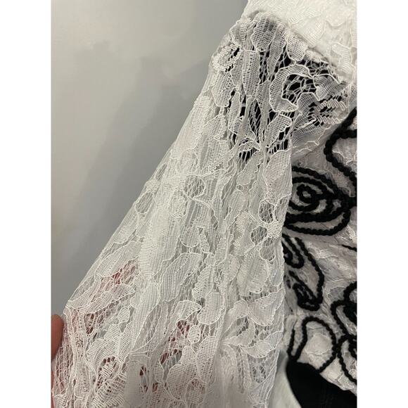 Women's Skirt Set M sentry lace black swirl design 3/4 sleeves off shoulders - Picture 8 of 15